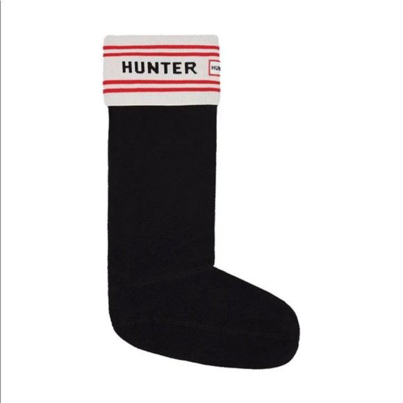 Hunter Black Boot Socks with Red and White Trim - Picture 3 of 3